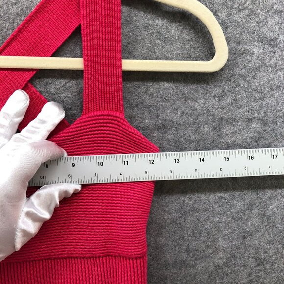 Abercrombie & Fitch Cropped Knit Cami Top Womens S Pink Ribbed Tank Cross Back - Picture 9 of 10